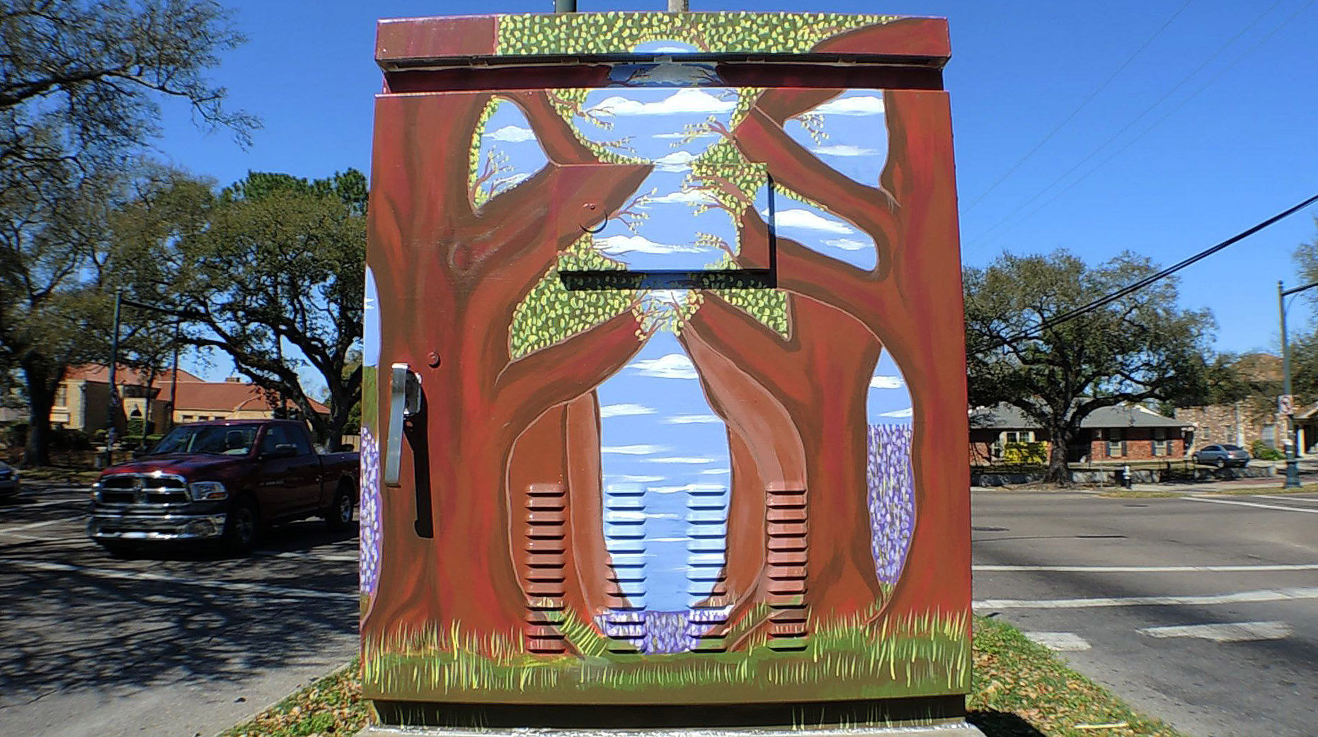 Upbeat landscape painting blossoms on Gentilly Street